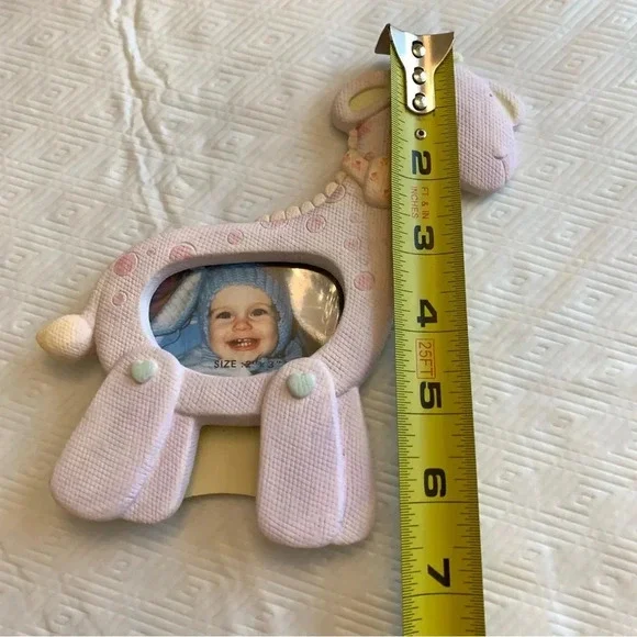 New! Vintage Pair Papel Ceramic Baby Child Photo Frames 3x3 & 2x3 Bunny Giraffe - Picture 14 of 16